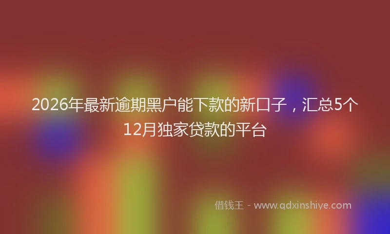 2026年最新逾期黑户能下款的新口子，汇总5个12月独家贷款的平台