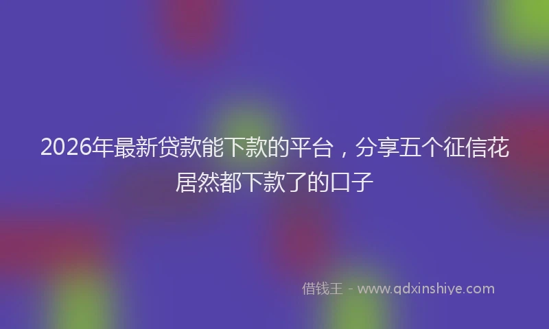 2026年最新贷款能下款的平台，分享五个征信花居然都下款了的口子