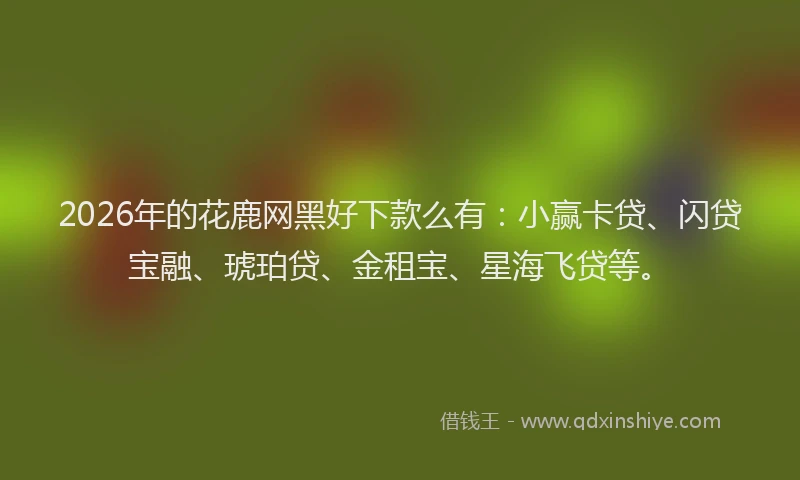 2026年的花鹿网黑好下款么有：小赢卡贷、闪贷宝融、琥珀贷、金租宝、星海飞贷等。
