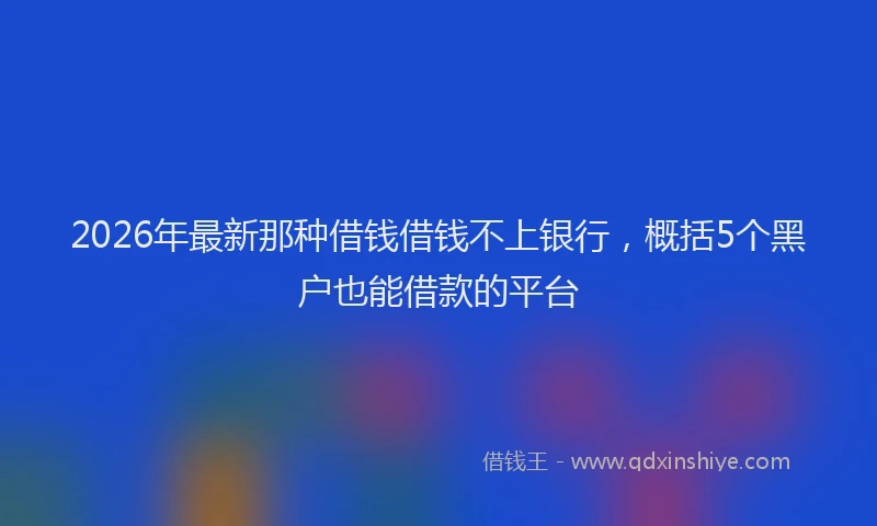 2026年最新那种借钱借钱不上银行，概括5个黑户也能借款的平台