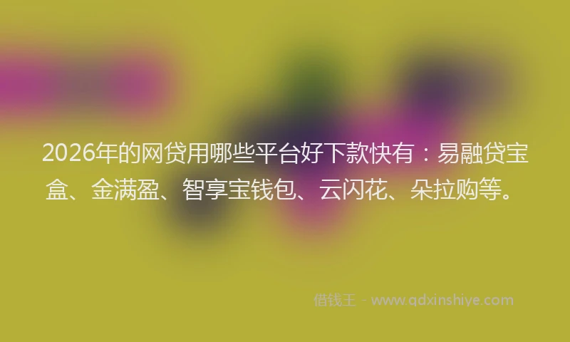 2026年的网贷用哪些平台好下款快有：易融贷宝盒、金满盈、智享宝钱包、云闪花、朵拉购等。