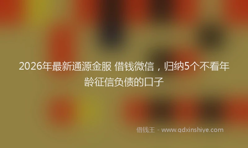 2026年最新通源金服 借钱微信，归纳5个不看年龄征信负债的口子