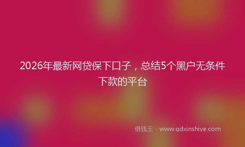 2026年最新网贷保下口子，总结5个黑户无条件下款的平台