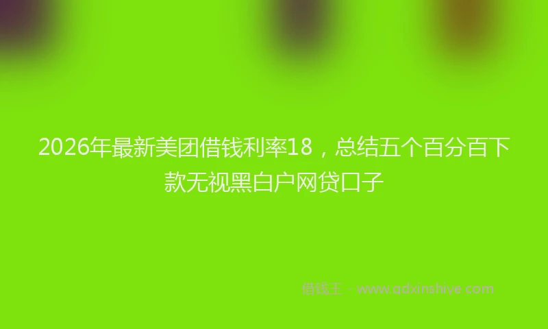 2026年最新美团借钱利率18，总结五个百分百下款无视黑白户网贷口子