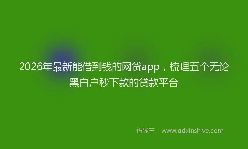 2026年最新能借到钱的网贷app，梳理五个无论黑白户秒下款的贷款平台