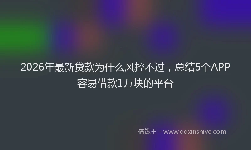 2026年最新贷款为什么风控不过，总结5个APP容易借款1万块的平台