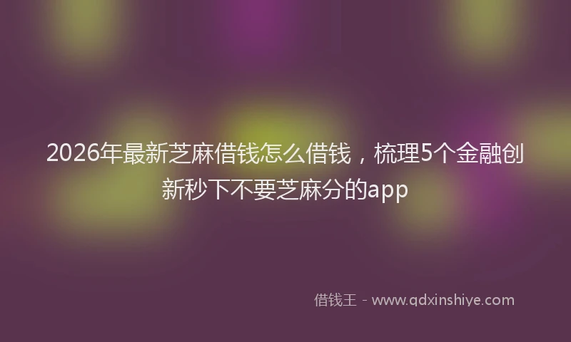 2026年最新芝麻借钱怎么借钱，梳理5个金融创新秒下不要芝麻分的app