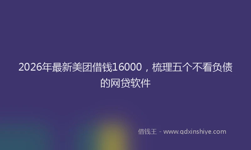 2026年最新美团借钱16000，梳理五个不看负债的网贷软件