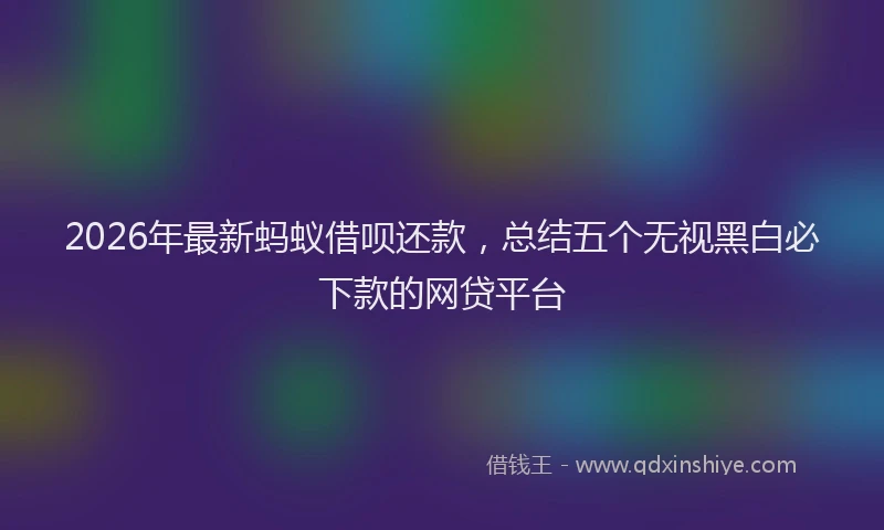 2026年最新蚂蚁借呗还款，总结五个无视黑白必下款的网贷平台