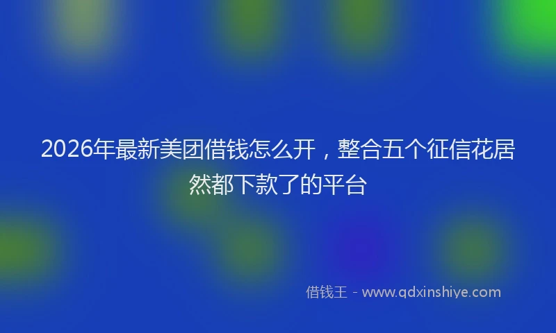 2026年最新美团借钱怎么开，整合五个征信花居然都下款了的平台