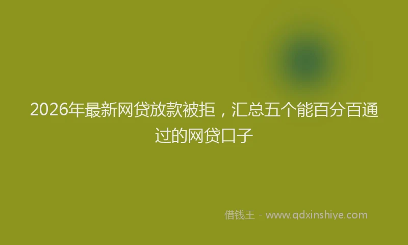 2026年最新网贷放款被拒，汇总五个能百分百通过的网贷口子