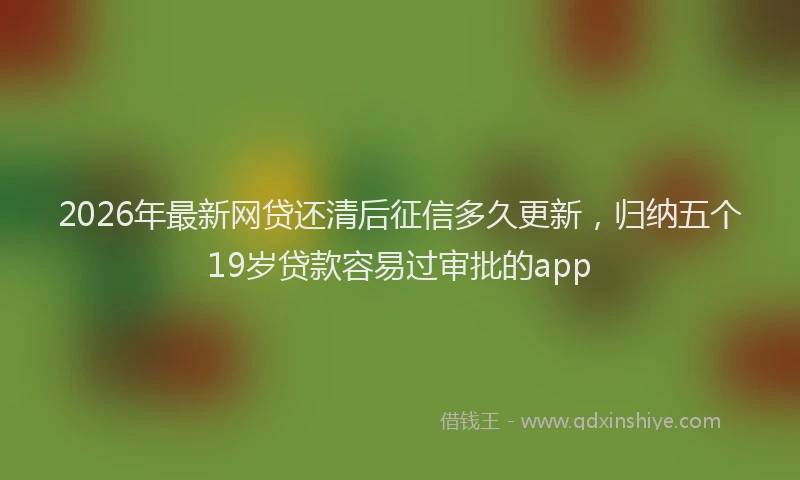 2026年最新网贷还清后征信多久更新，归纳五个19岁贷款容易过审批的app