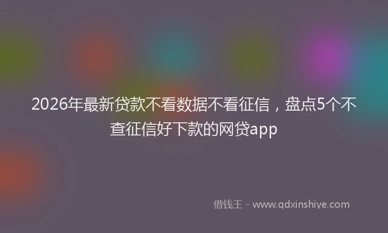 2026年最新贷款不看数据不看征信，盘点5个不查征信好下款的网贷app