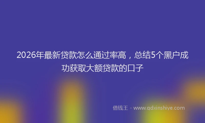 2026年最新贷款怎么通过率高，总结5个黑户成功获取大额贷款的口子