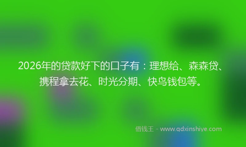 2026年的贷款好下的口子有：理想给、森森贷、携程拿去花、时光分期、快鸟钱包等。