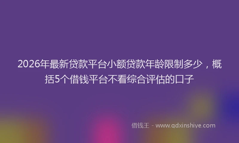 2026年最新贷款平台小额贷款年龄限制多少，概括5个借钱平台不看综合评估的口子