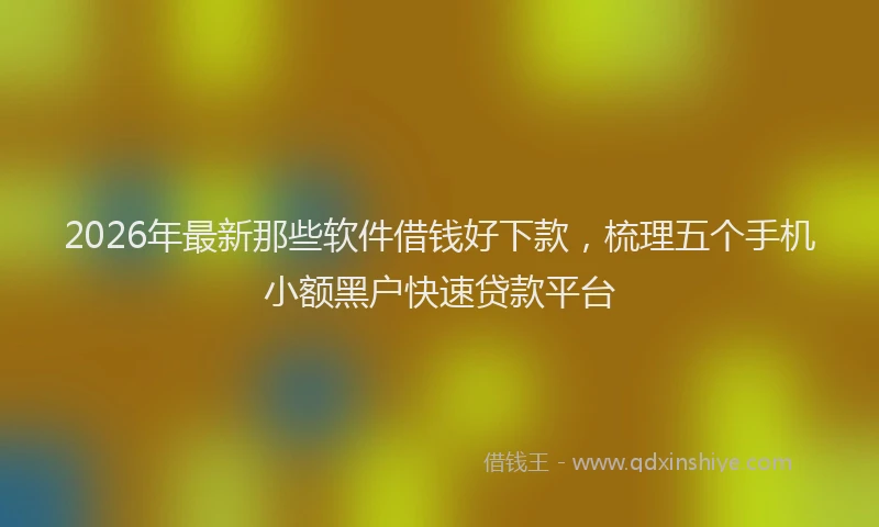 2026年最新那些软件借钱好下款，梳理五个手机小额黑户快速贷款平台