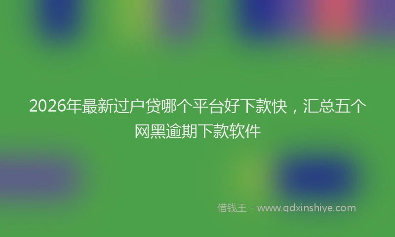 2026年最新过户贷哪个平台好下款快，汇总五个网黑逾期下款软件