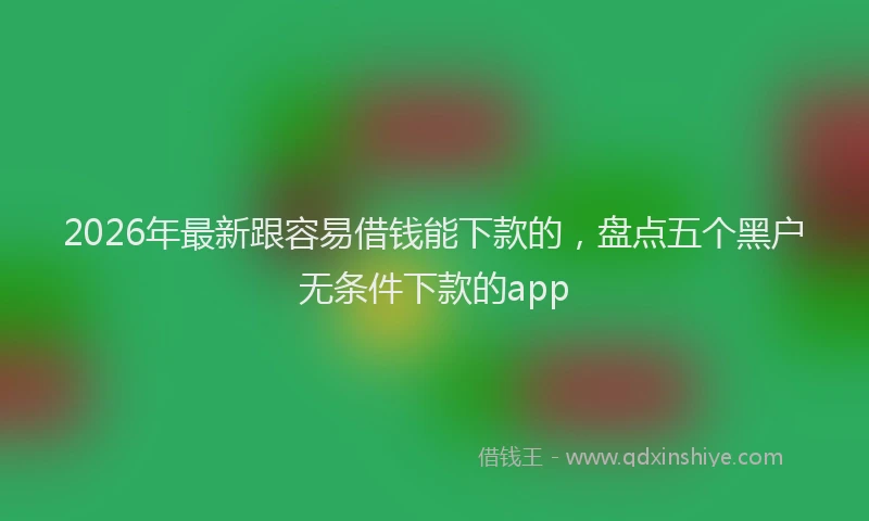 2026年最新跟容易借钱能下款的，盘点五个黑户无条件下款的app