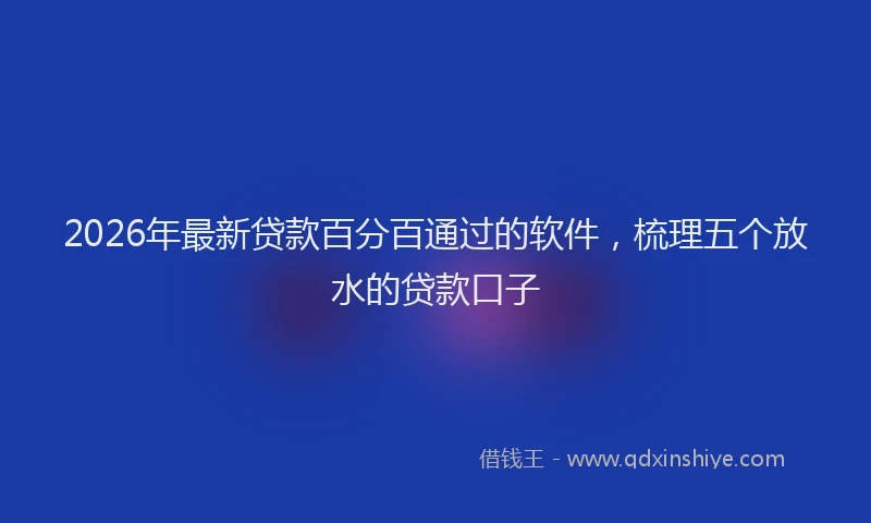 2026年最新贷款百分百通过的软件，梳理五个放水的贷款口子