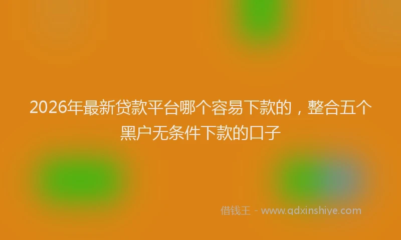 2026年最新贷款平台哪个容易下款的，整合五个黑户无条件下款的口子