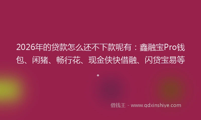 2026年的贷款怎么还不下款呢有：鑫融宝Pro钱包、闲猪、畅行花、现金侠快借融、闪贷宝易等。