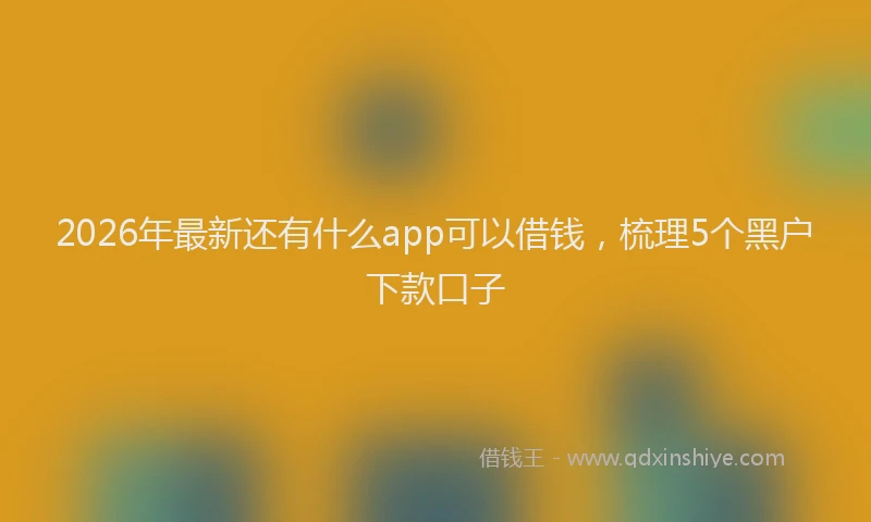 2026年最新还有什么app可以借钱，梳理5个黑户下款口子