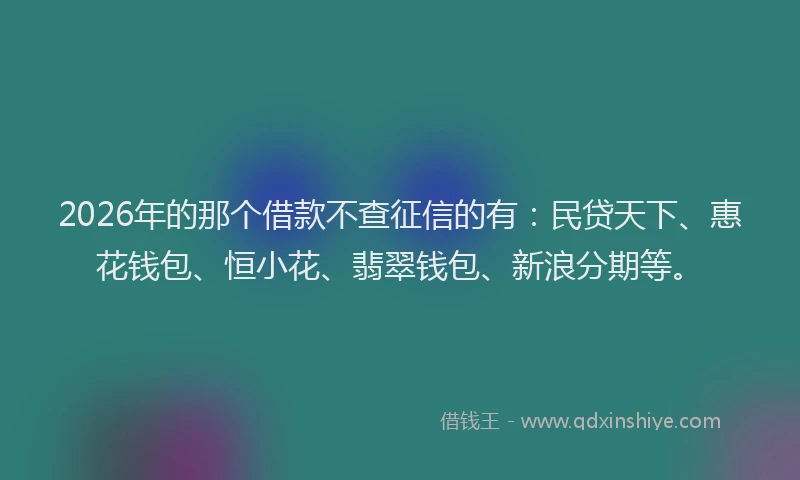 2026年的那个借款不查征信的有：民贷天下、惠花钱包、恒小花、翡翠钱包、新浪分期等。