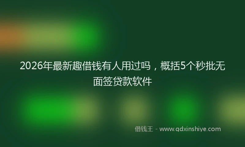 2026年最新趣借钱有人用过吗，概括5个秒批无面签贷款软件