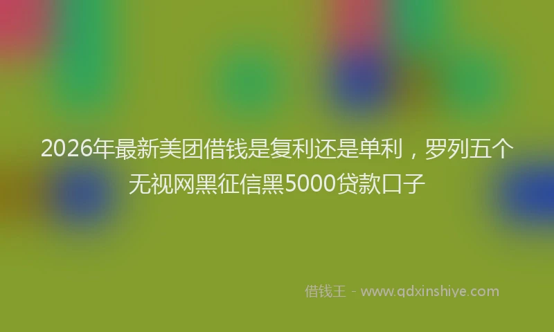 2026年最新美团借钱是复利还是单利，罗列五个无视网黑征信黑5000贷款口子
