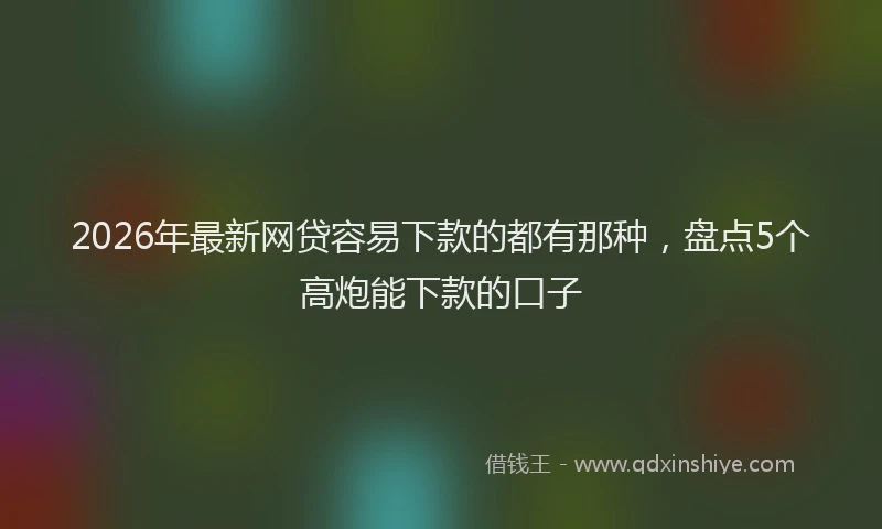 2026年最新网贷容易下款的都有那种，盘点5个高炮能下款的口子