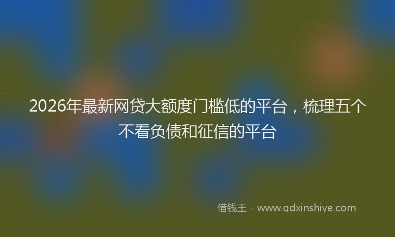 2026年最新网贷大额度门槛低的平台，梳理五个不看负债和征信的平台