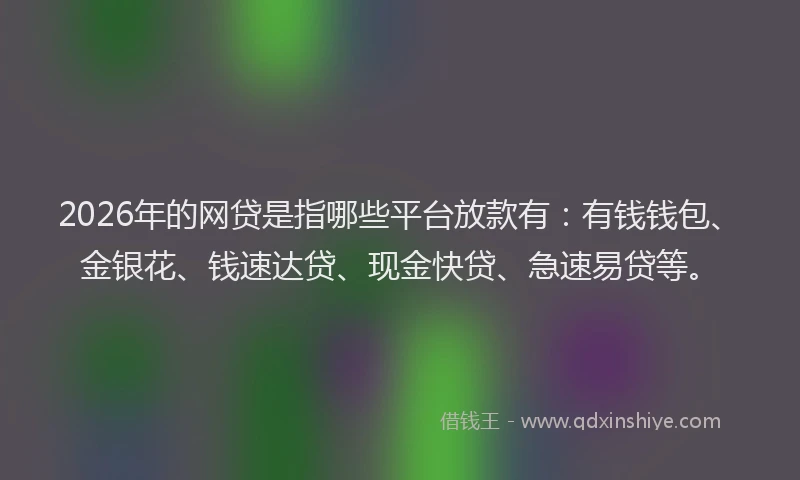 2026年的网贷是指哪些平台放款有：有钱钱包、金银花、钱速达贷、现金快贷、急速易贷等。