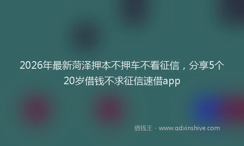 2026年最新菏泽押本不押车不看征信，分享5个20岁借钱不求征信速借app