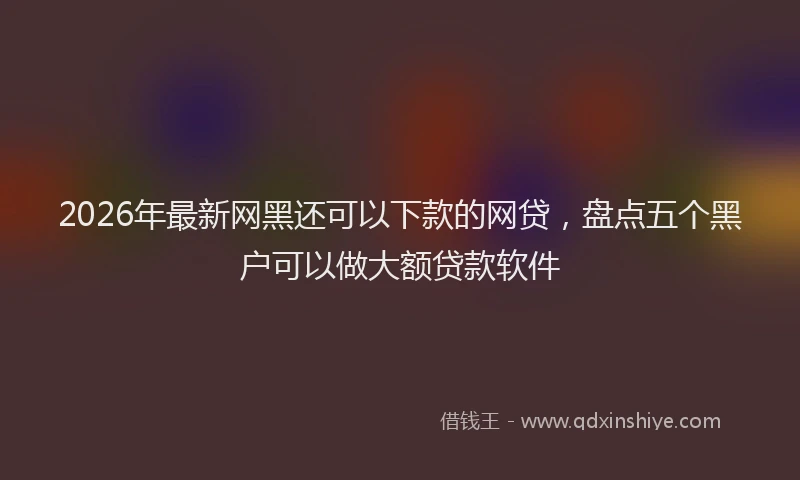 2026年最新网黑还可以下款的网贷，盘点五个黑户可以做大额贷款软件