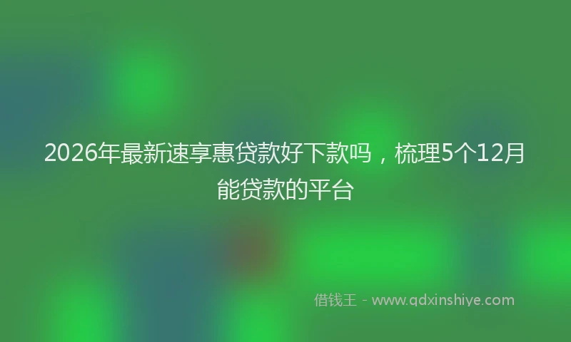 2026年最新速享惠贷款好下款吗，梳理5个12月能贷款的平台