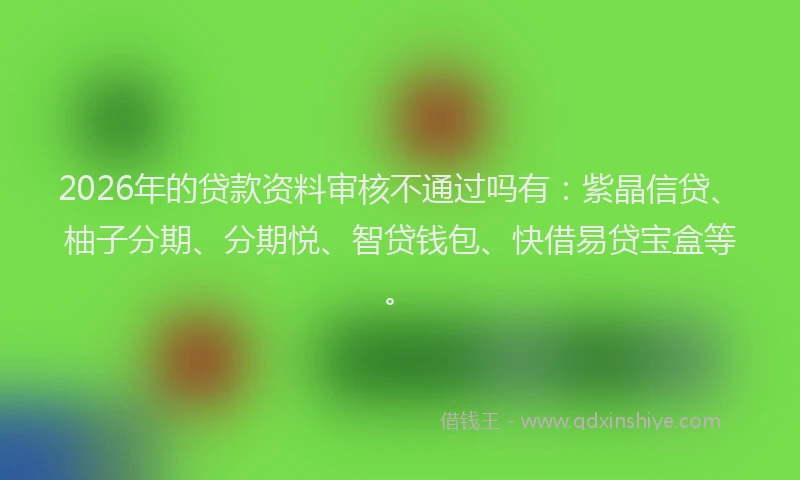 2026年的贷款资料审核不通过吗有：紫晶信贷、柚子分期、分期悦、智贷钱包、快借易贷宝盒等。