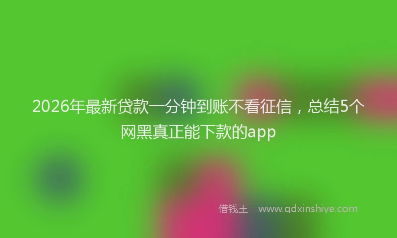 2026年最新贷款一分钟到账不看征信，总结5个网黑真正能下款的app