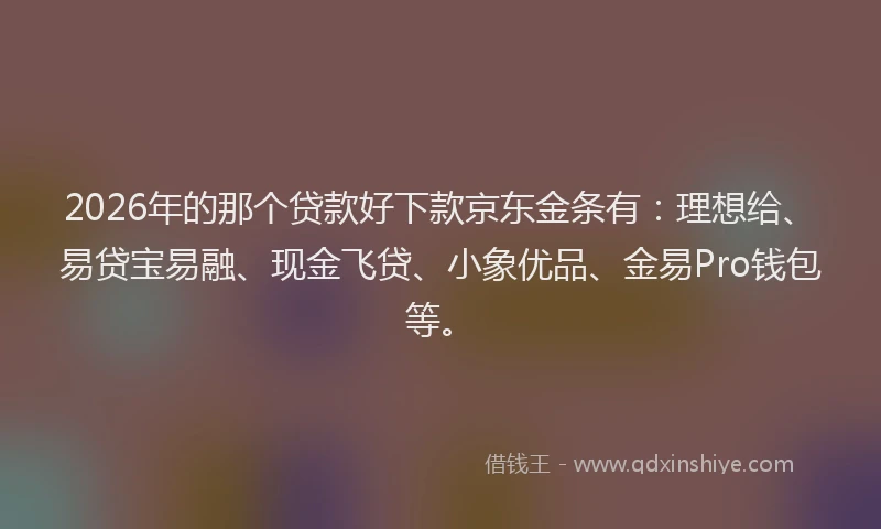 2026年的那个贷款好下款京东金条有：理想给、易贷宝易融、现金飞贷、小象优品、金易Pro钱包等。