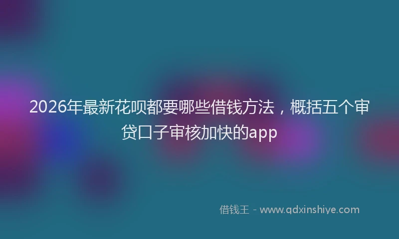 2026年最新花呗都要哪些借钱方法，概括五个审贷口子审核加快的app