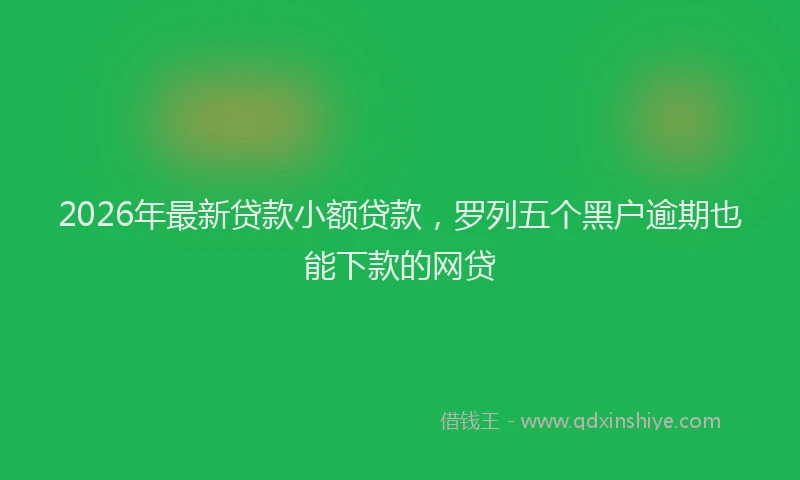 2026年最新贷款小额贷款，罗列五个黑户逾期也能下款的网贷