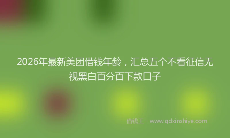 2026年最新美团借钱年龄，汇总五个不看征信无视黑白百分百下款口子