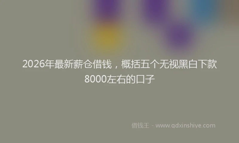 2026年最新薪仓借钱，概括五个无视黑白下款8000左右的口子