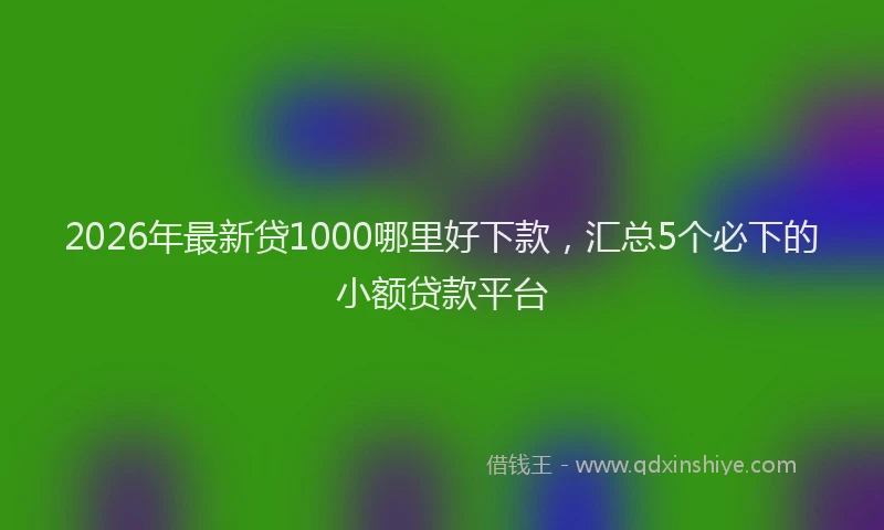 2026年最新贷1000哪里好下款，汇总5个必下的小额贷款平台