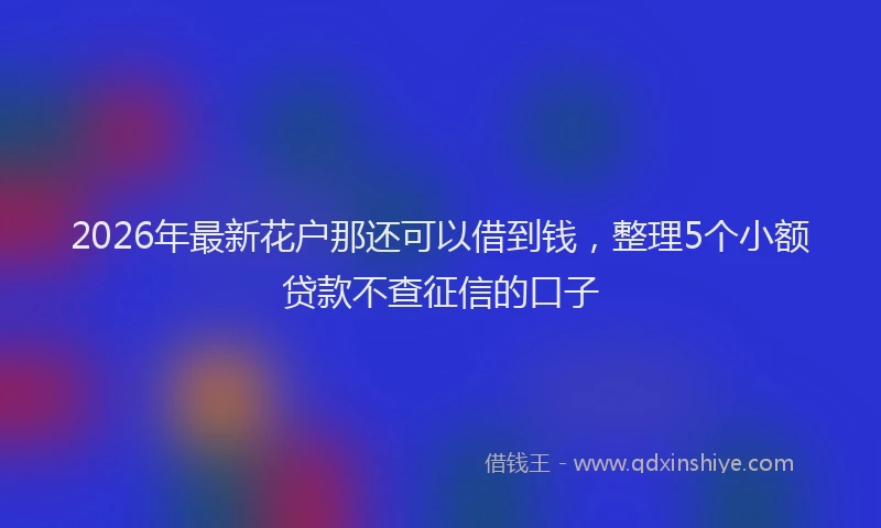 2026年最新花户那还可以借到钱，整理5个小额贷款不查征信的口子