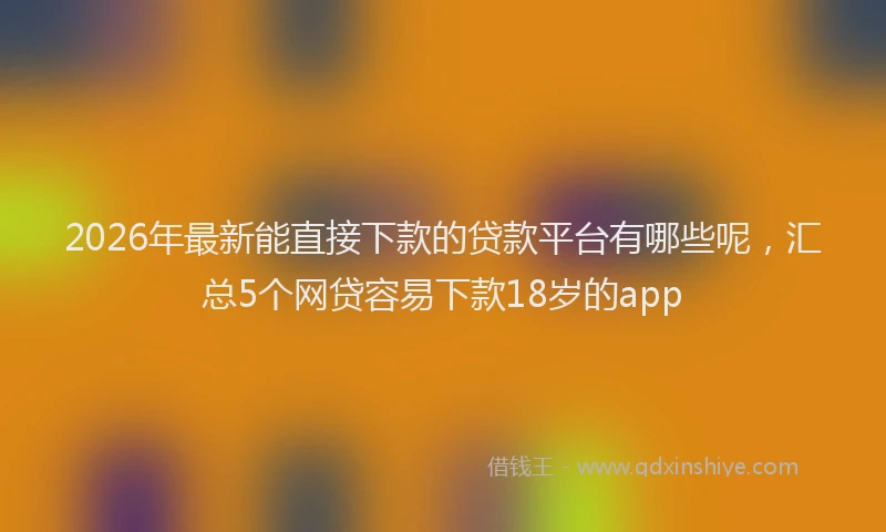 2026年最新能直接下款的贷款平台有哪些呢，汇总5个网贷容易下款18岁的app