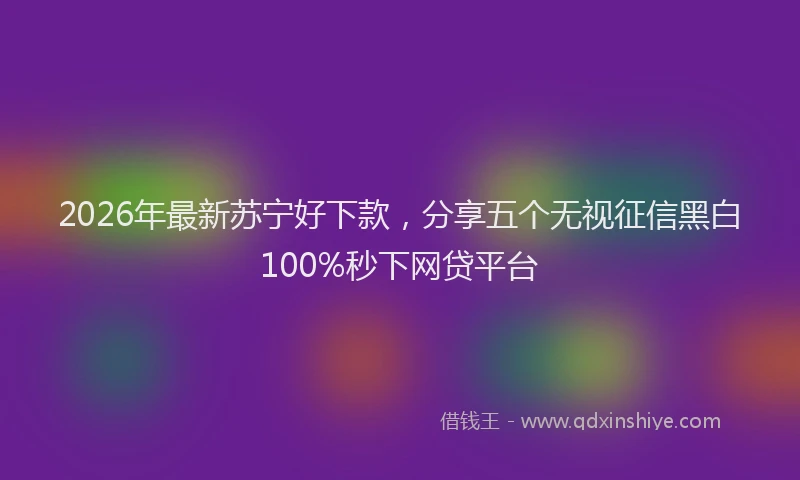 2026年最新苏宁好下款，分享五个无视征信黑白100%秒下网贷平台