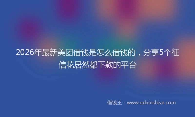 2026年最新美团借钱是怎么借钱的，分享5个征信花居然都下款的平台