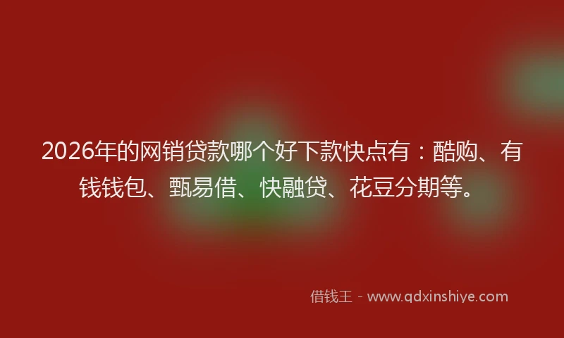 2026年的网销贷款哪个好下款快点有：酷购、有钱钱包、甄易借、快融贷、花豆分期等。