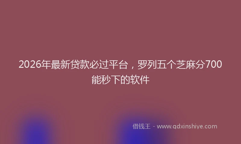 2026年最新贷款必过平台，罗列五个芝麻分700能秒下的软件